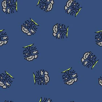 Dead withered tree under polluted sky vector seamless pattern Stock Illustration