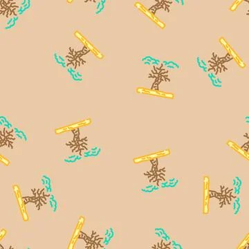 Dead withered tree under polluted sky vector seamless pattern Stock Illustration