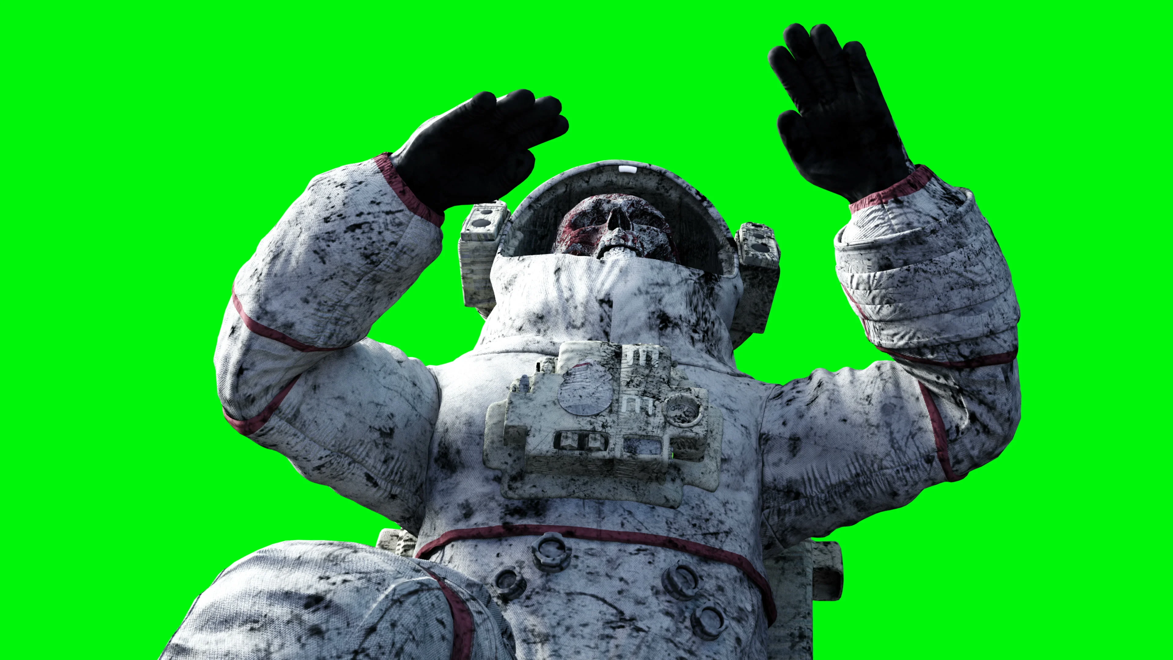 Dead zombie astronaut in space. Cadaver., Stock Video
