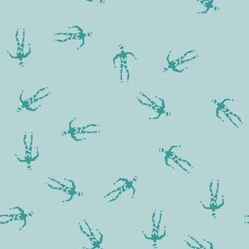 Dead zombie glyph vector seamless pattern Stock Illustration