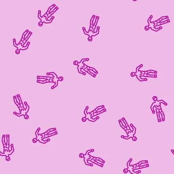 Dead zombie line vector seamless pattern Stock Illustration
