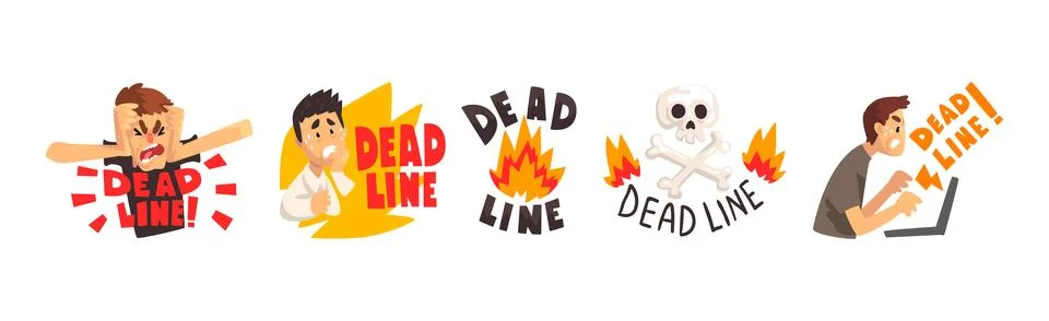 Deadline and Time Limit Badge or Sticker Colorful Vector Set Stock Illustration