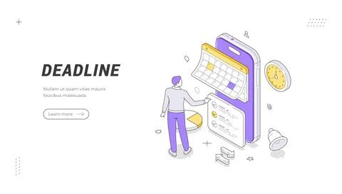 Deadline And Time Management Isometric Vector Illustration Banner Template Stock Illustration
