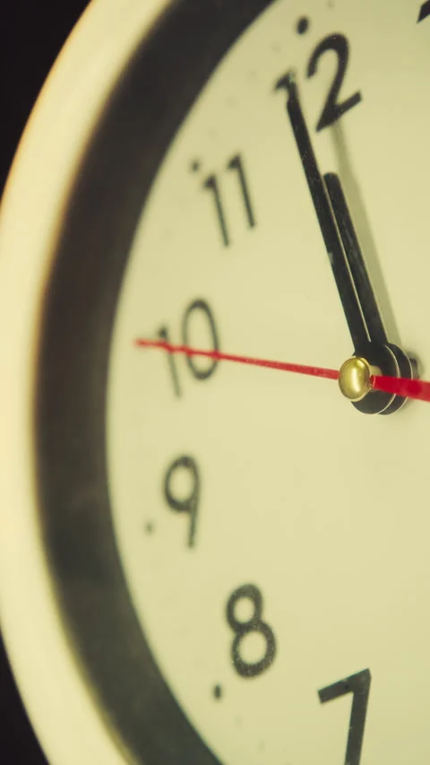 Deadline Approaching: Clock Hand at a Minute to Midnight Stock Footage 314172157
