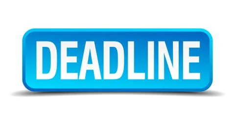 Deadline blue 3d realistic square isolated button Illustrazione stock