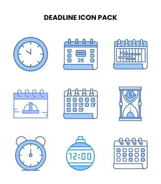 Deadline Blue Design Icons Pack Stock Illustration
