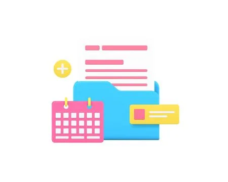 Deadline business workflow file document schedule 3d icon realistic vector .. Stock Illustration