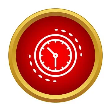 Deadline clock timing out, red and gold icon Stock Illustration