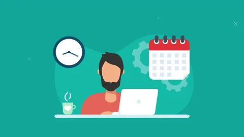 Deadline concept animation.Man working on PC Stock Footage 227693183