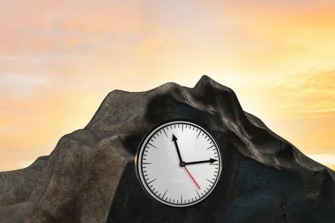 Deadline concept with clock and mountain Stock Illustration