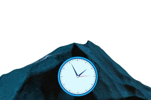 Deadline concept with clock and mountain Stock Illustration