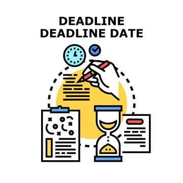 Deadline concept with hand writing, clock, and hourglass Ilustração Stock