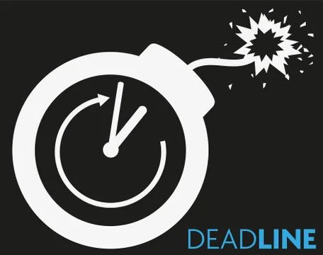 Deadline concept icon with clock and blazing fuse イラスト素材