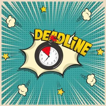 Deadline concept illustration in comic book style. Vector alarm clock on bomb Stock Illustration