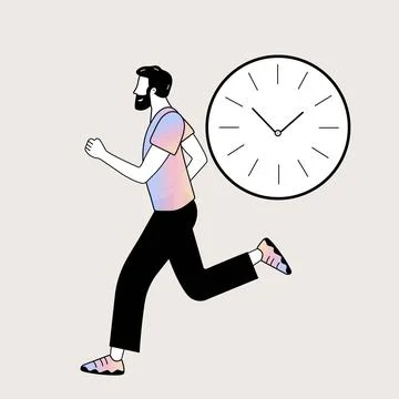 Deadline concept. A man is in a hurry Stock Illustration