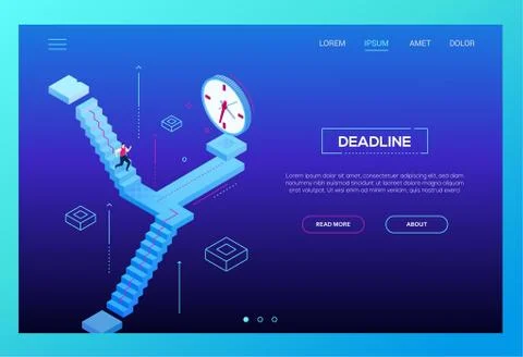 Deadline concept - modern isometric vector website header Stock Illustration