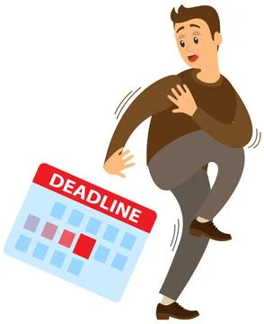 Deadline concept scared man hiding from work and problems at workplace Stock Illustration