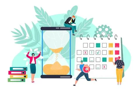 Deadline concept of time management vector illustration. Effective time spending 스톡 일러스트