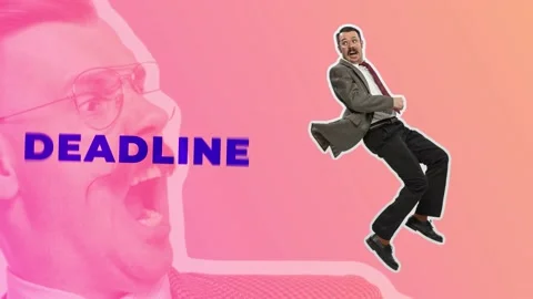 Deadline. Conceptual image about screaming angry boss and stressed  worker Stock Footage 167539352