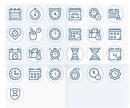 Deadline Design Vector Icons featuring 25 PIXEL Perfect Regular Line Style Illustrazione stock