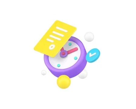 Deadline to do list reminder time management productivity 3d icon realistic.. Stock Illustration
