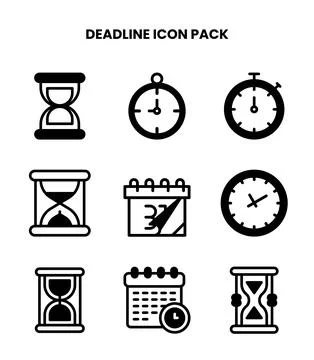 Deadline DuoTone Set Icons Pack Stock Illustration
