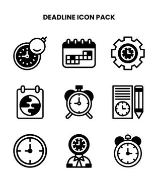 Deadline DuoTone Vector Icons Pack Stock Illustration