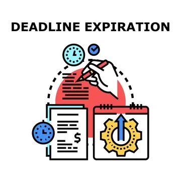 Deadline expiration process signing contract document Stock Illustration