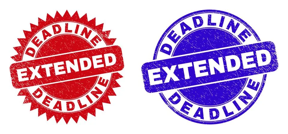 DEADLINE EXTENDED Rounded and Rosette Stamp Seals with Scratched Texture Illustrazione stock