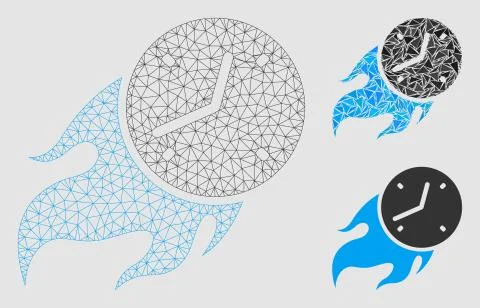 Deadline Fire Vector Mesh 2D Model and Triangle Mosaic Icon Illustrazione stock
