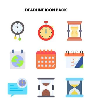 Deadline Flat Bundle Icons Pack Stock Illustration