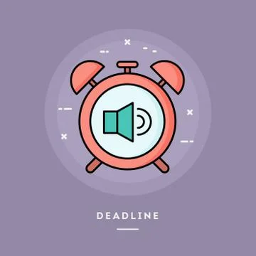 Deadline, flat design thin line banner. Stock Illustration