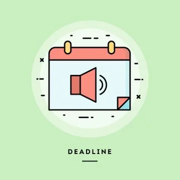Deadline, flat design thin line banner. Stock Illustration