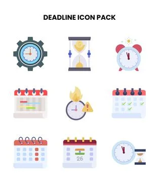 Deadline Flat Graphics Icons Pack Stock Illustration