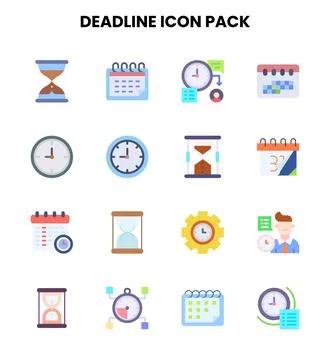 Deadline Flat Icons Pack Stock Illustration