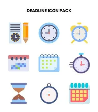 Deadline Flat Set Icons Pack Illustrazione stock