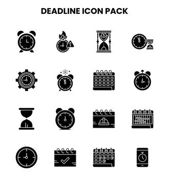 Deadline Glyph Graphics Icons Pack Ilustração Stock