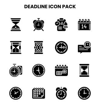 Deadline Glyph Graphics Icons Pack Stock Illustration