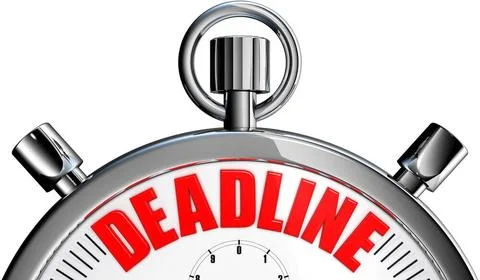 Deadline high resolution 3D rendering of a stop watch with a deadline icon... Stockfoto's