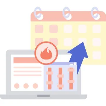 Deadline icon computer laptop flat vector on white Stock Illustration