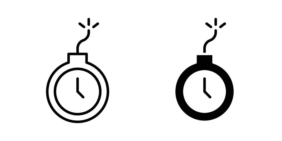 Deadline icon linear versions pack on white background Stock Illustration