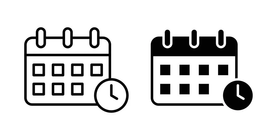 Deadline icon thin line and clipart style vector set Stock Illustration