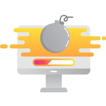 Deadline icon vector computer screen with bomb Illustrazione stock