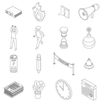Deadline icons set vector outline Stockillustratie