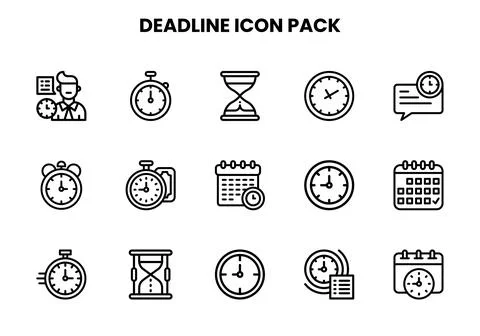 Deadline Line Bundle Icons Pack Ilustración de archivo