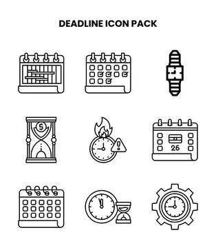 Deadline Line Design Icons Pack Illustrazione stock