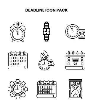 Deadline Line Scalable Icons Pack Illustrazione stock