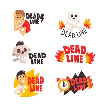 Deadline Logo and Fast Time Business Badges or Labels Vector Set Stock Illustration