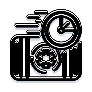 Deadline management moving clock icon concept Stock Illustration
