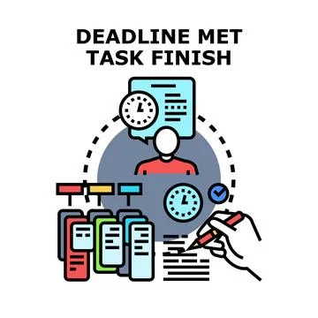 Deadline met project task finishing successful concept Stock Illustration